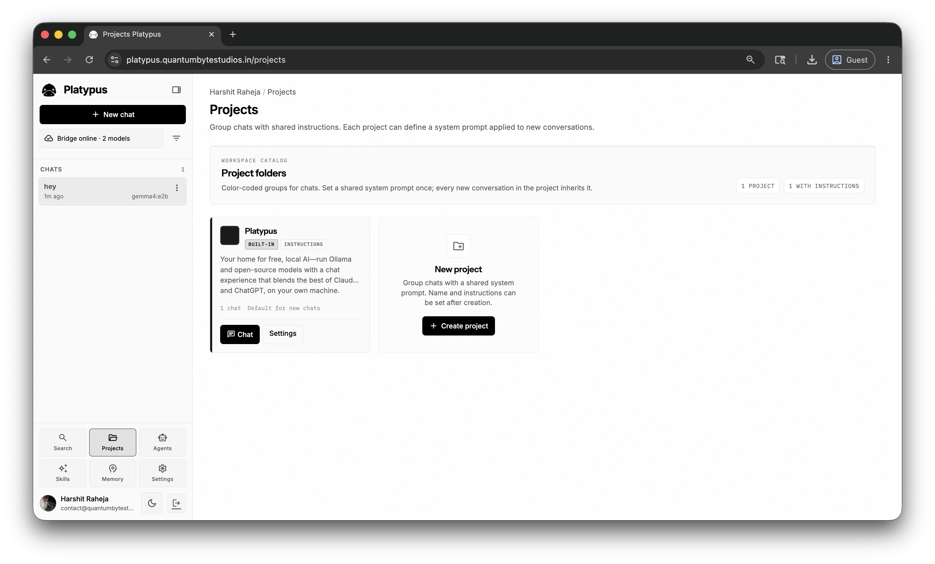 Projects in Platypus